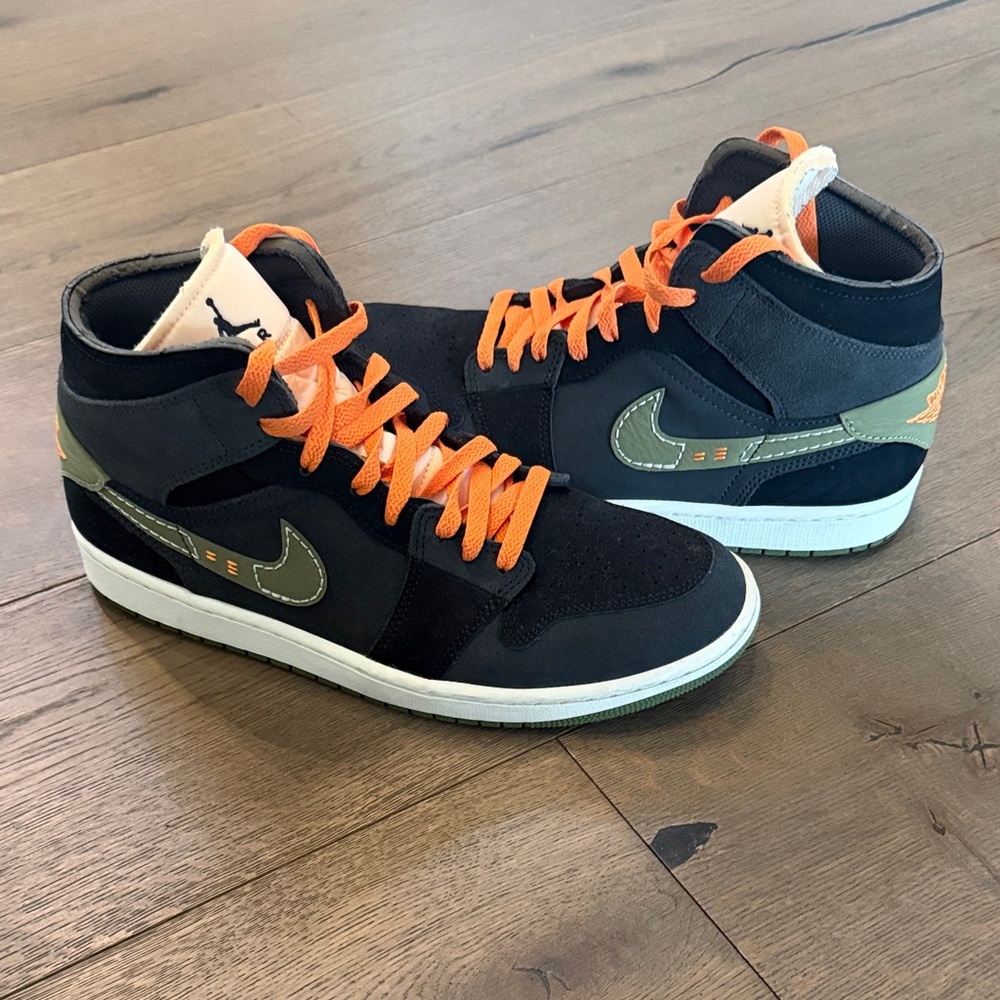 Nike Black and Olive High-Top Sneakers